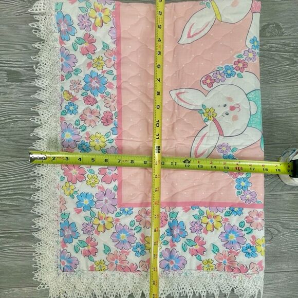 Princess Fabrics Pattern 872 Ballerina Bunny Rabbit Crib Quilt Lace Edge Blanket - Picture 11 of 11